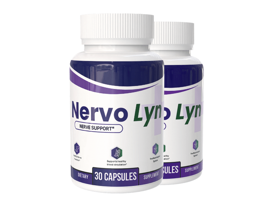 Two bottles of NervoLyn nerve support capsules